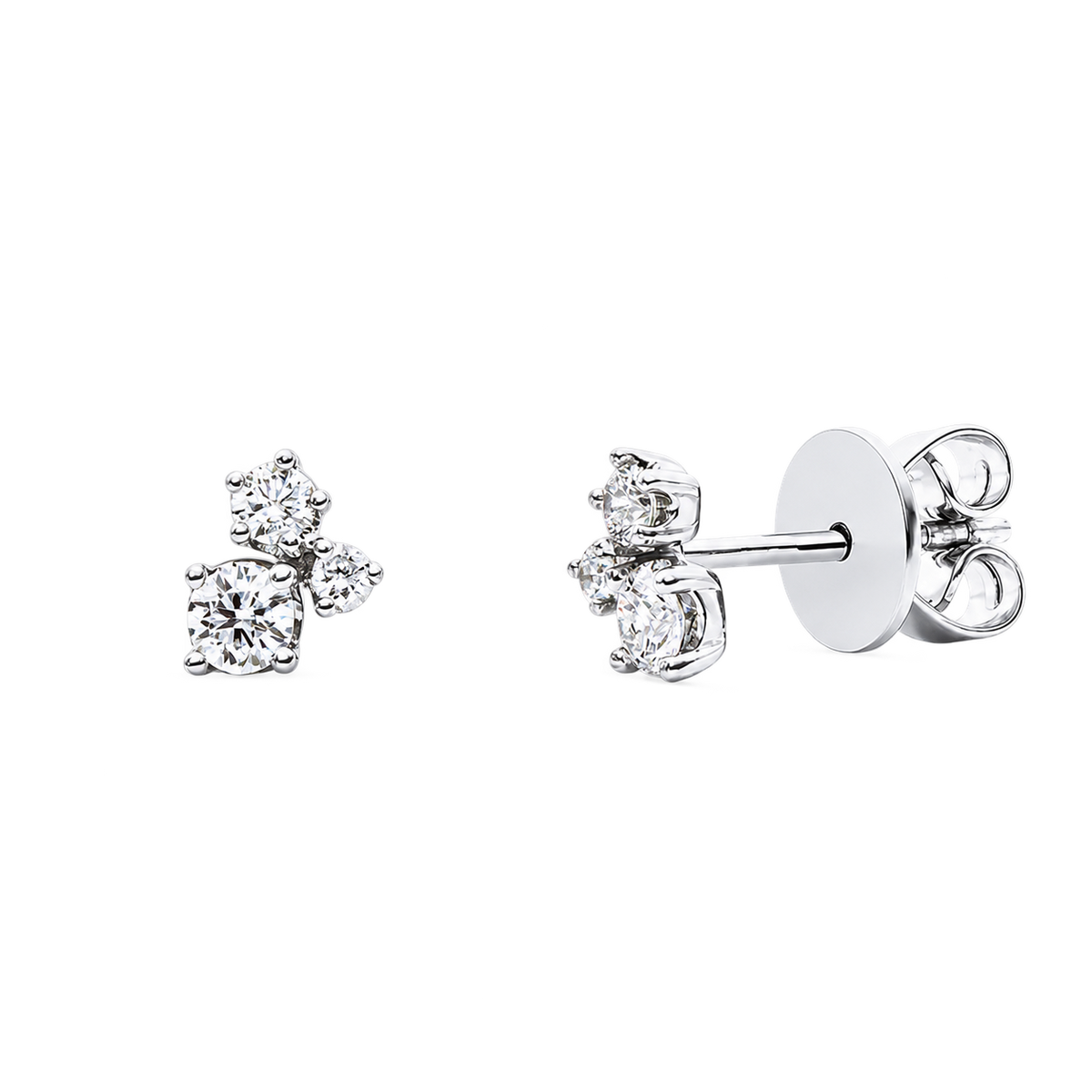 Ohrstecker TRIO in Weißgold – Produktansicht | NÓIR Diamonds