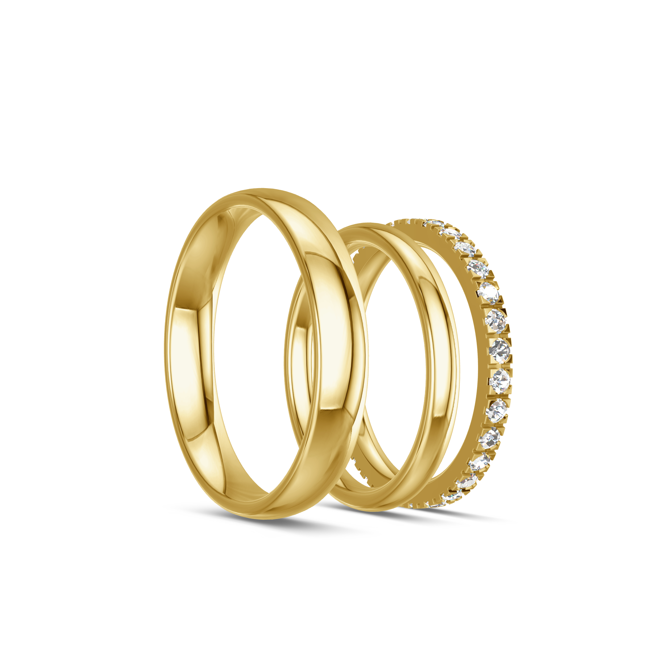 Manufaktur Trauringe mit Memoire Ring Gelbgold
