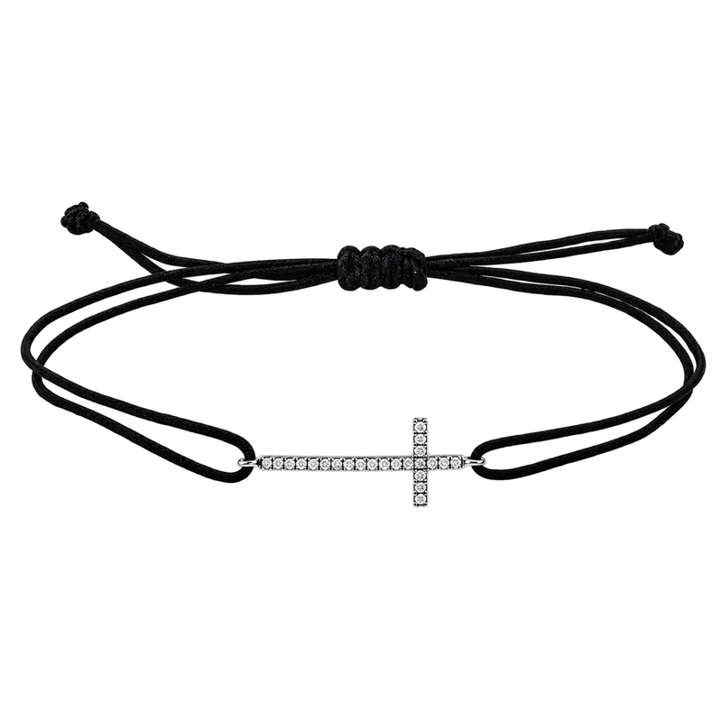 Armband CROIX Kordel in Weißgold – Produktansicht | NÓIR Diamonds