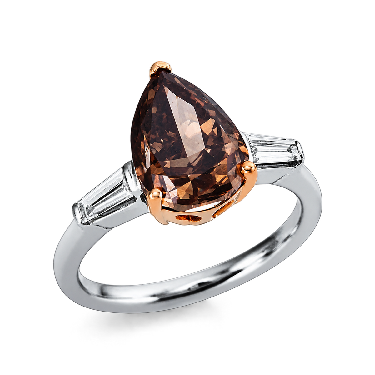 Ring TRILOGIE Cognac, Weiß-/Roségold – Produktansicht | NÓIR Diamonds