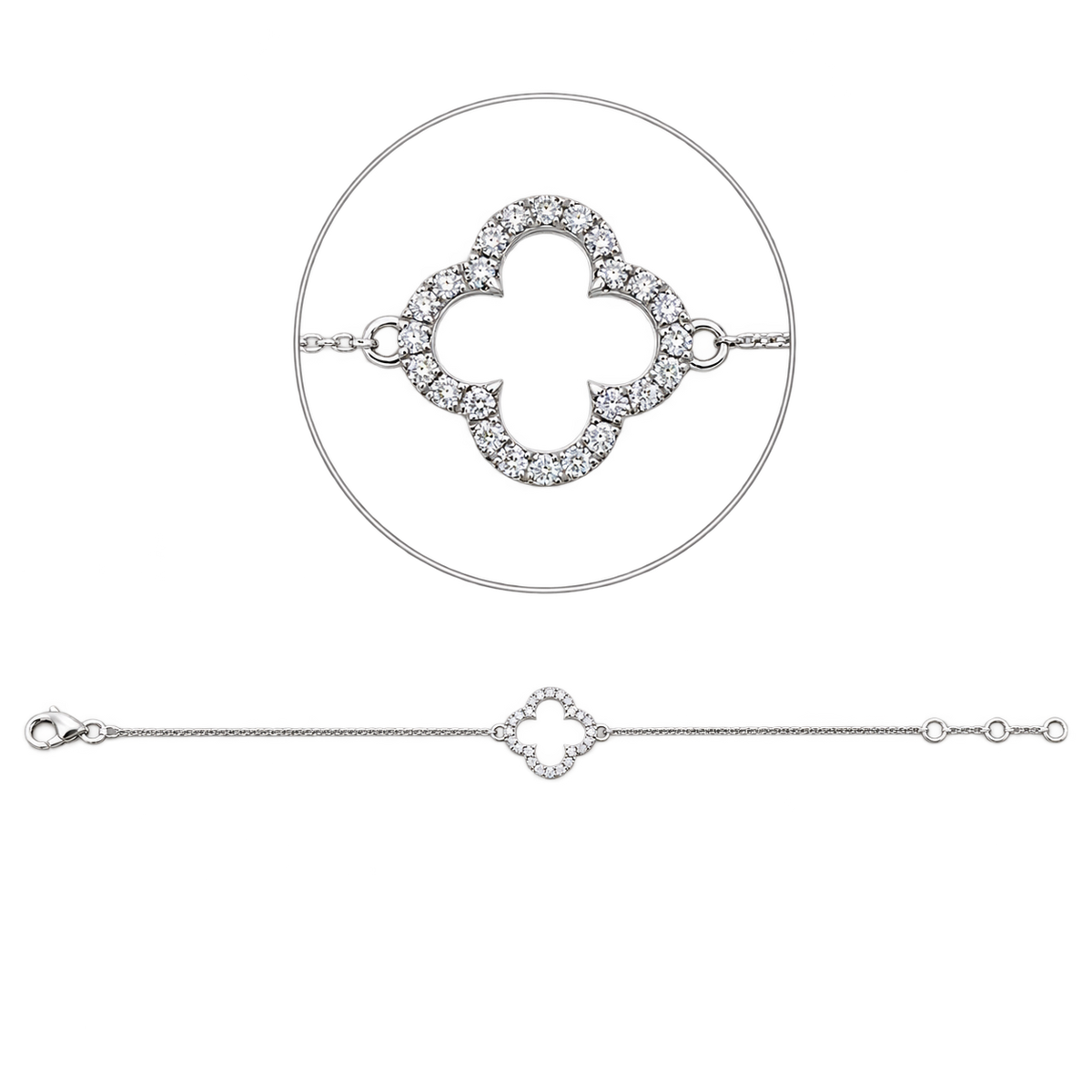 Diamantarmband Armband TRÈFLE in Weißgold – Produktansicht | NÓIR Diamonds