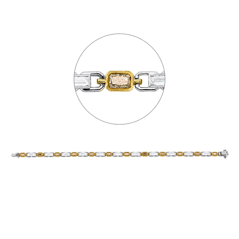 Tennisarmband RIVIÈRE Baguette (Weiß-/Gelbgold)