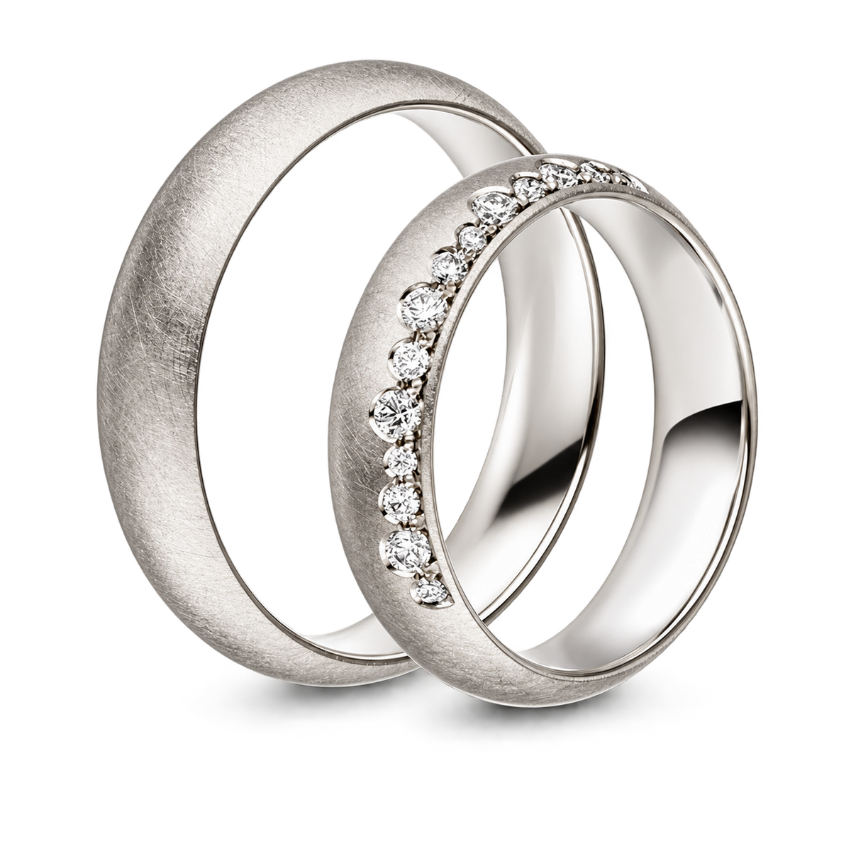 Manufaktur Trauringe Weißgold I Logan & Amarillo – Produktansicht | NÓIR Diamonds