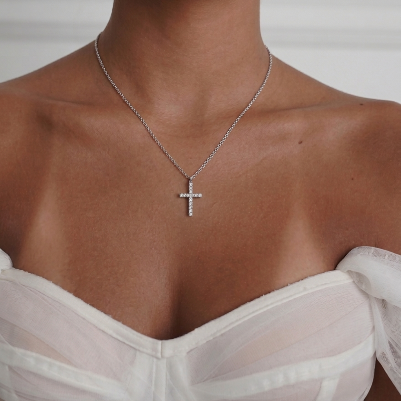 Kreuz Collier Weissgold- 4F936