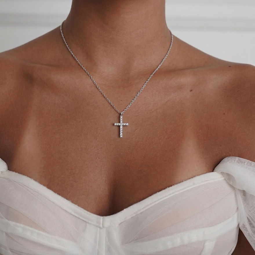 Kreuz Collier Weissgold- 4F936