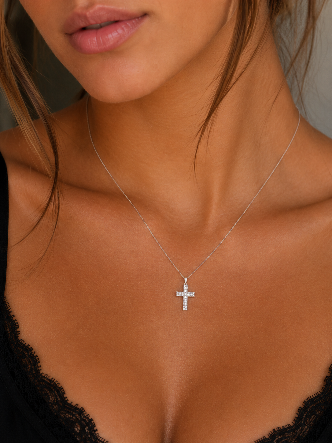 Kreuz Collier Weissgold - 4Q286