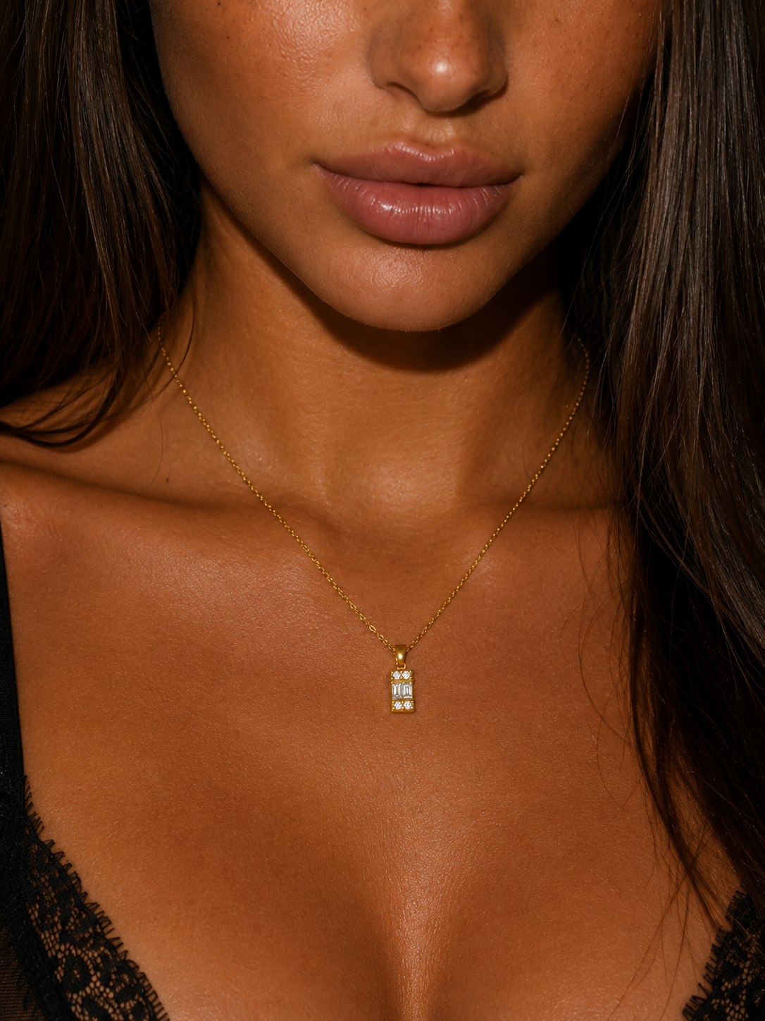 Baguette Illusion Collier Gelbgold - 4N576