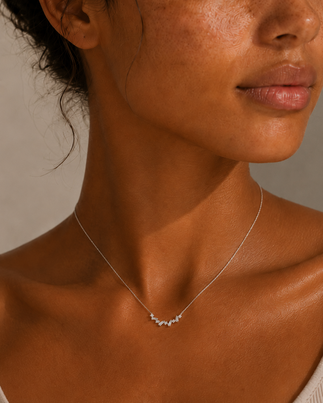 Baguette Collier Weissgold - 4Q739
