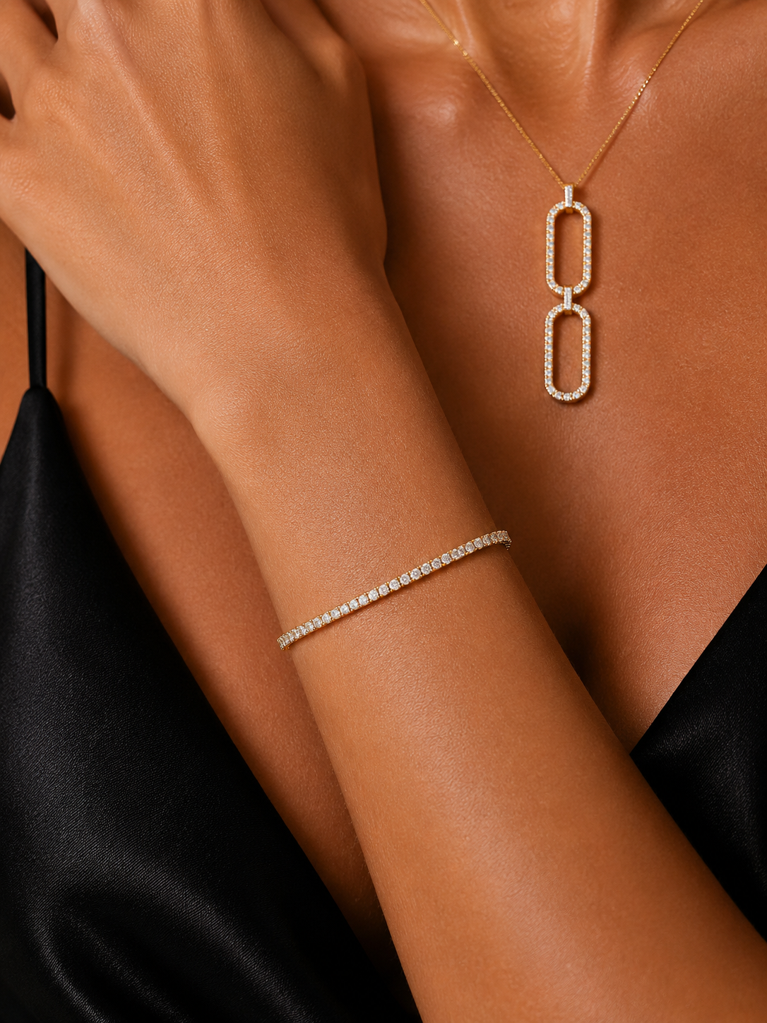 Tennisarmband Armreif Gelbgold - 6B402