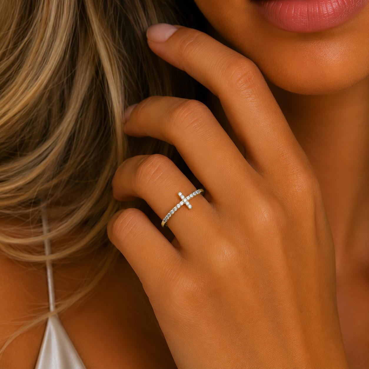Kreuz Ring Gelbgold/Weißgold - 1JT88