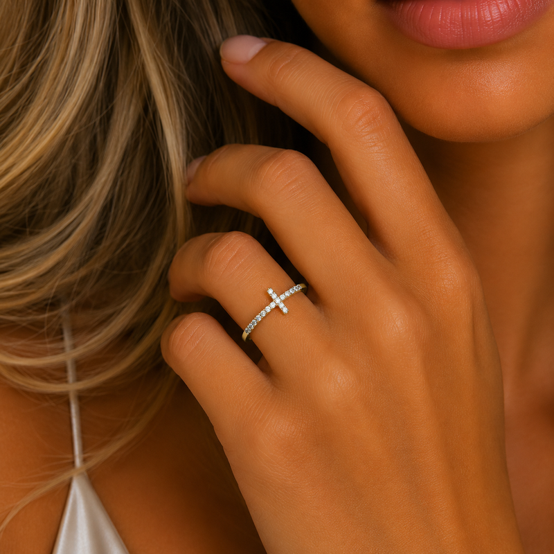 Kreuz Ring Gelbgold/Weißgold - 1JT88
