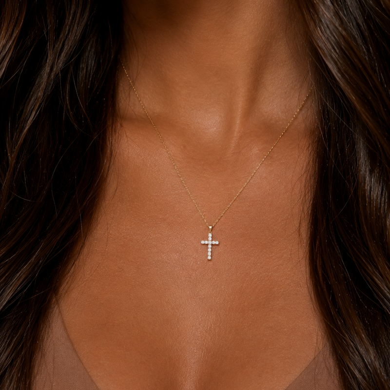 Kreuz Anhänger Weißgold - 3I806
