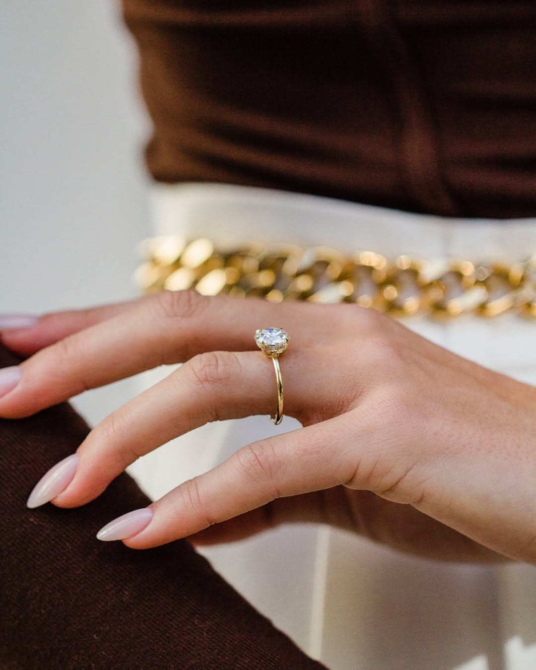 AMOUR (Rund natürlicher Diamant Gelbgold ohne Pave)