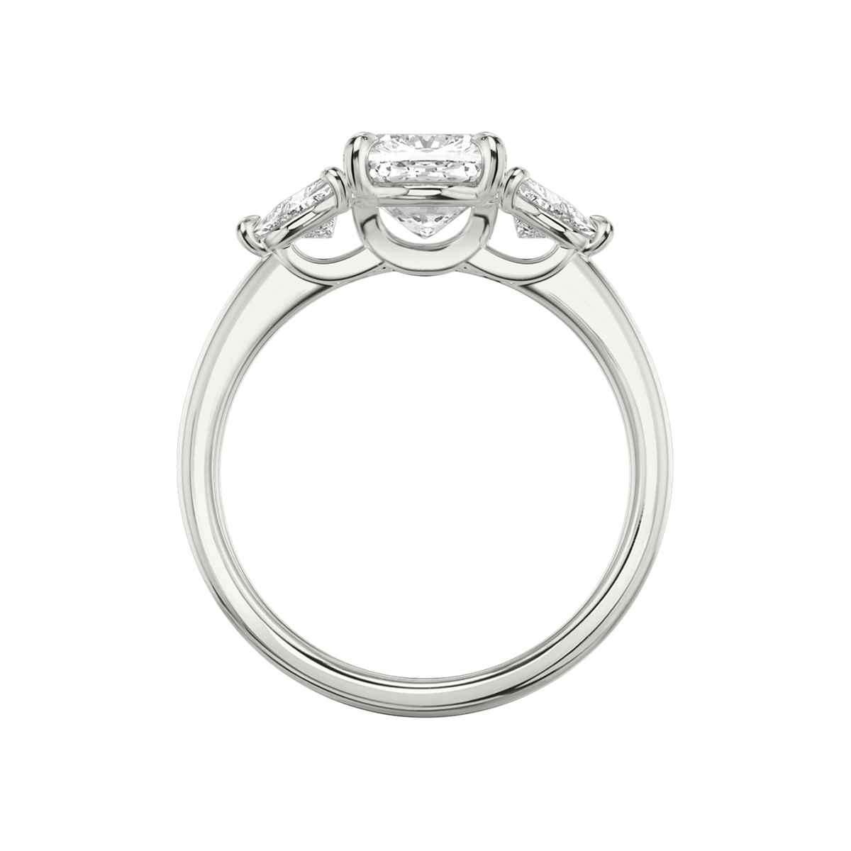Verlobungsring TRILOGIE, Cushion Platin Lab-Grown-Diamant, Seitensteine Trillant – Ansicht 3 | NÓIR Diamonds