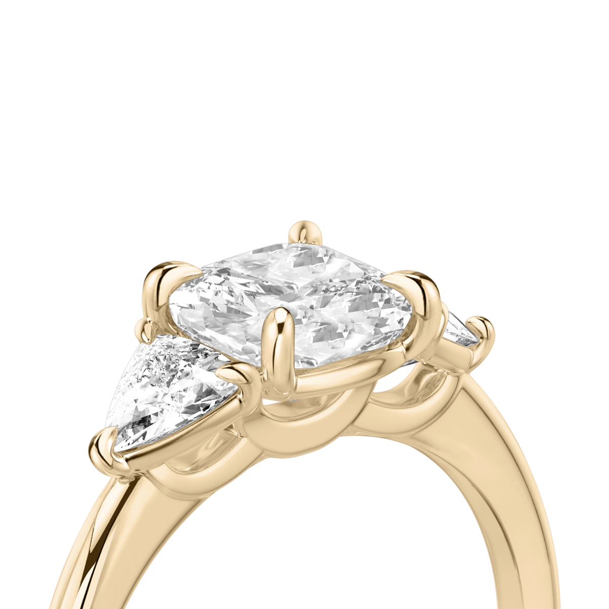 Verlobungsring TRILOGIE, Cushion Rosegold Lab-Grown-Diamant, Seitensteine Trillant – Ansicht 5 | NÓIR Diamonds
