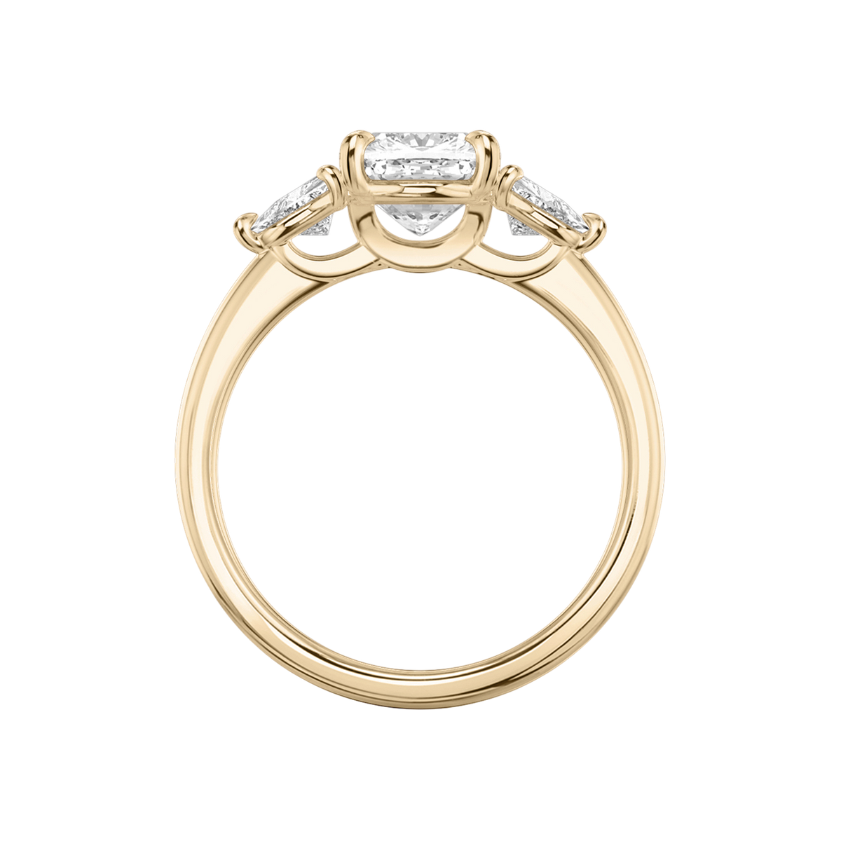 Verlobungsring TRILOGIE, Cushion Rosegold Lab-Grown-Diamant, Seitensteine Trillant – Ansicht 3 | NÓIR Diamonds