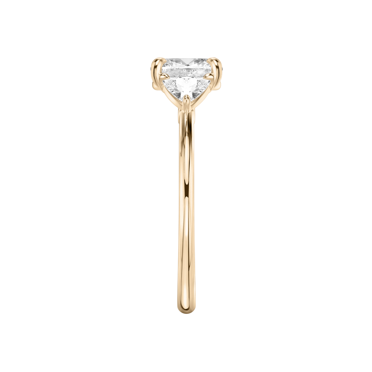 Verlobungsring TRILOGIE, Cushion Rosegold Lab-Grown-Diamant, Seitensteine Trillant – Ansicht 4 | NÓIR Diamonds