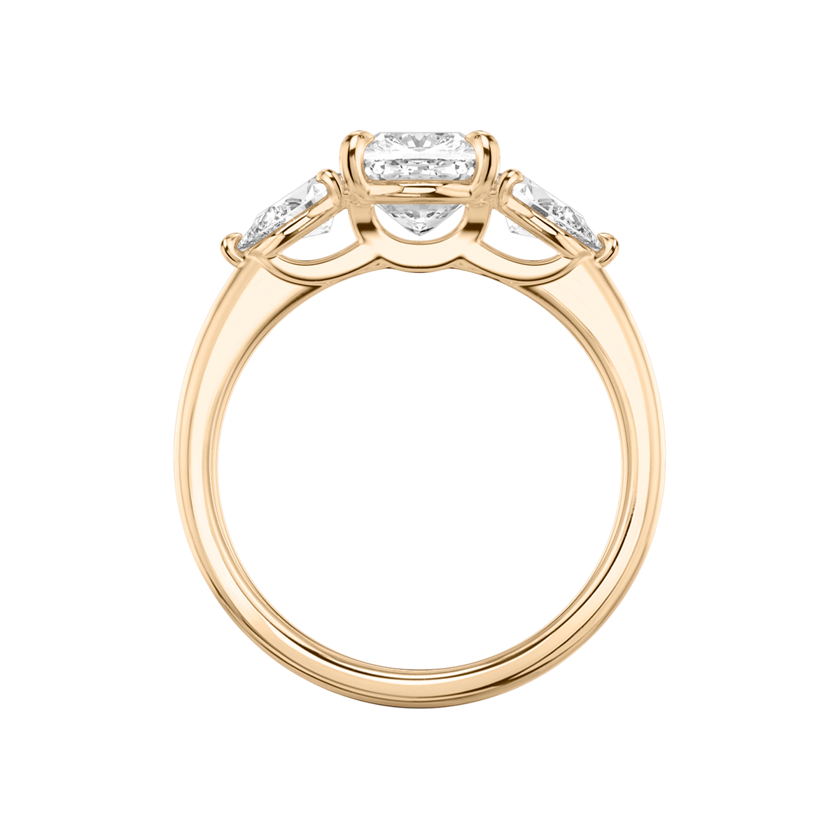 Verlobungsring TRILOGIE, Cushion Rosegold Lab-Grown-Diamant, Seitensteine Tropfen – Ansicht 3 | NÓIR Diamonds