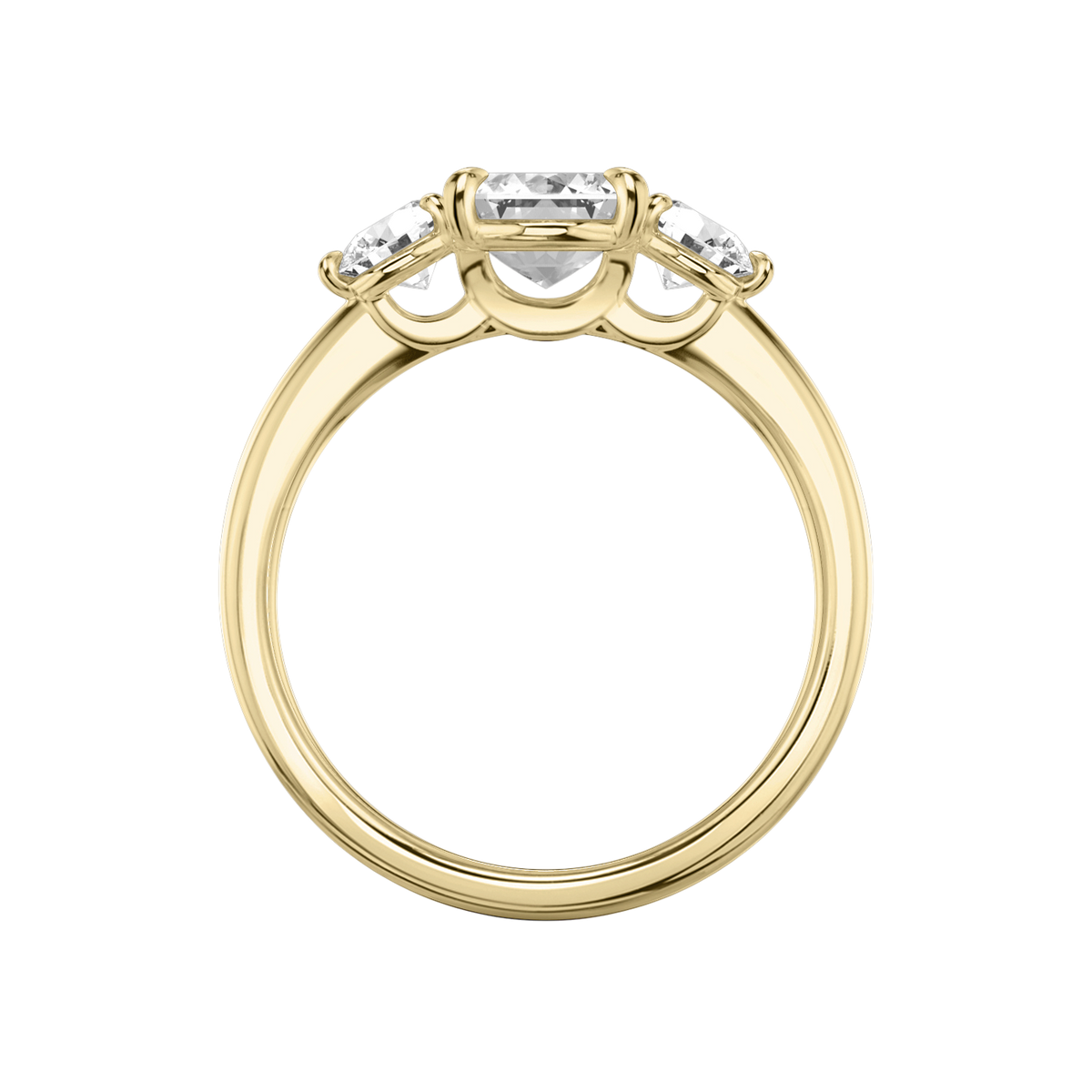 Verlobungsring TRILOGIE, Emerald Gelbgold Lab-Grown-Diamant, Seitensteine Rund – Ansicht 3 | NÓIR Diamonds