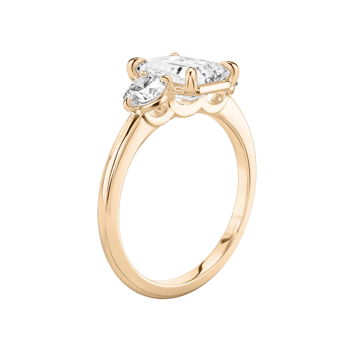 Verlobungsring TRILOGIE, Emerald Rosegold Lab-Grown-Diamant, Seitensteine Rund – Ansicht 2 | NÓIR Diamonds