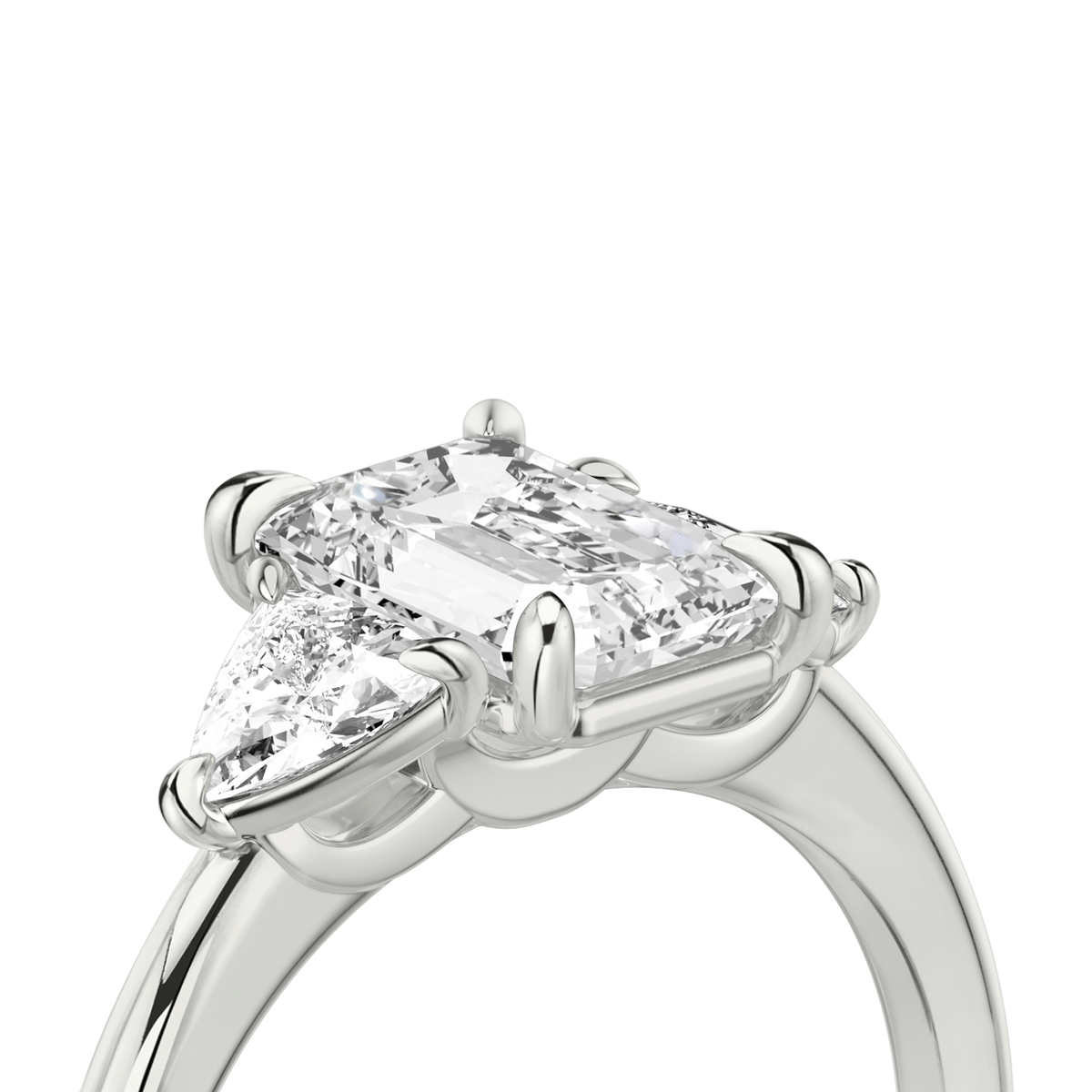 TRILOGIE (Emerald Platin natürliche Diamanten, Seitensteine Trillant)