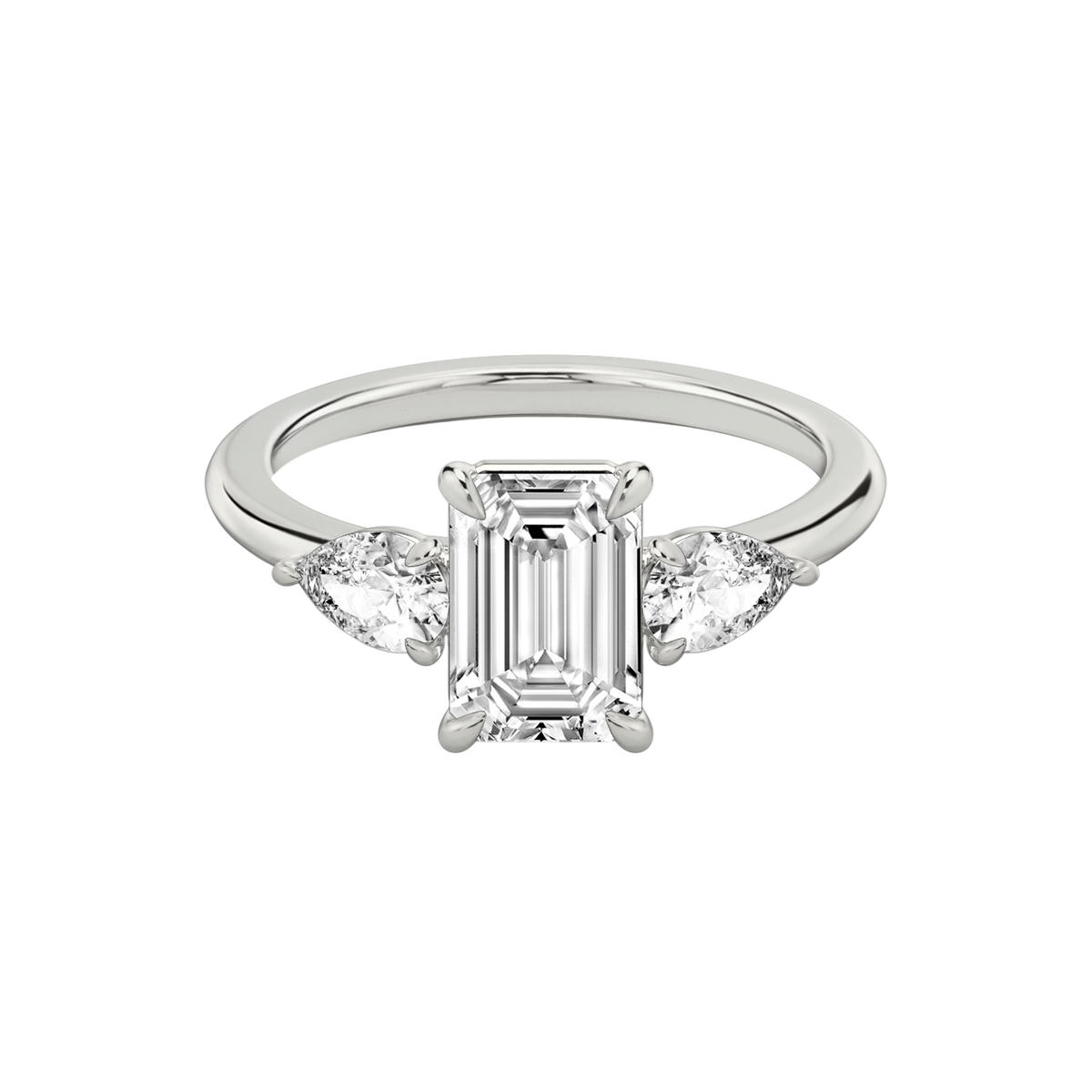 TRILOGIE (Emerald Platin natürliche Diamanten, Seitensteine Tropfen)