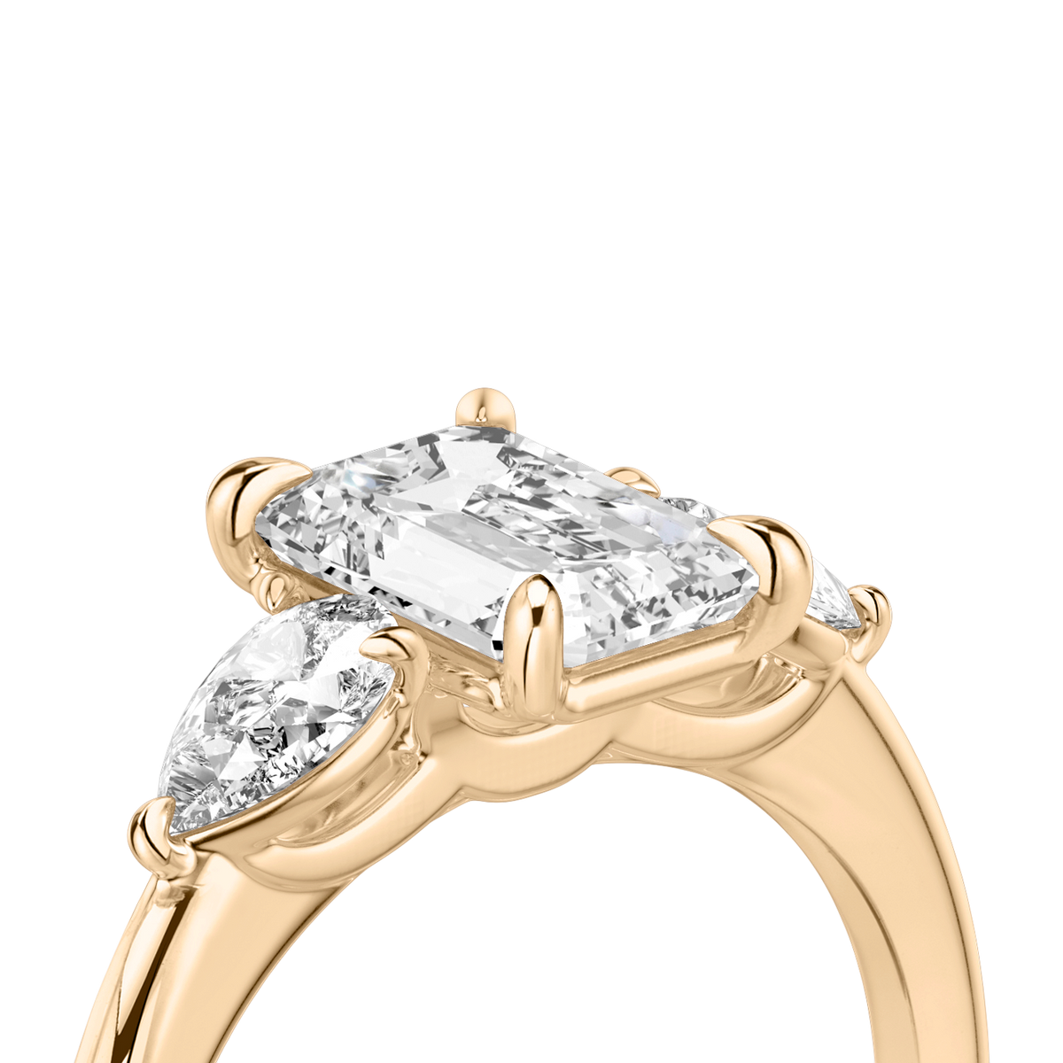 TRILOGIE (Emerald Rosegold natürliche Diamanten, Seitensteine Tropfen)