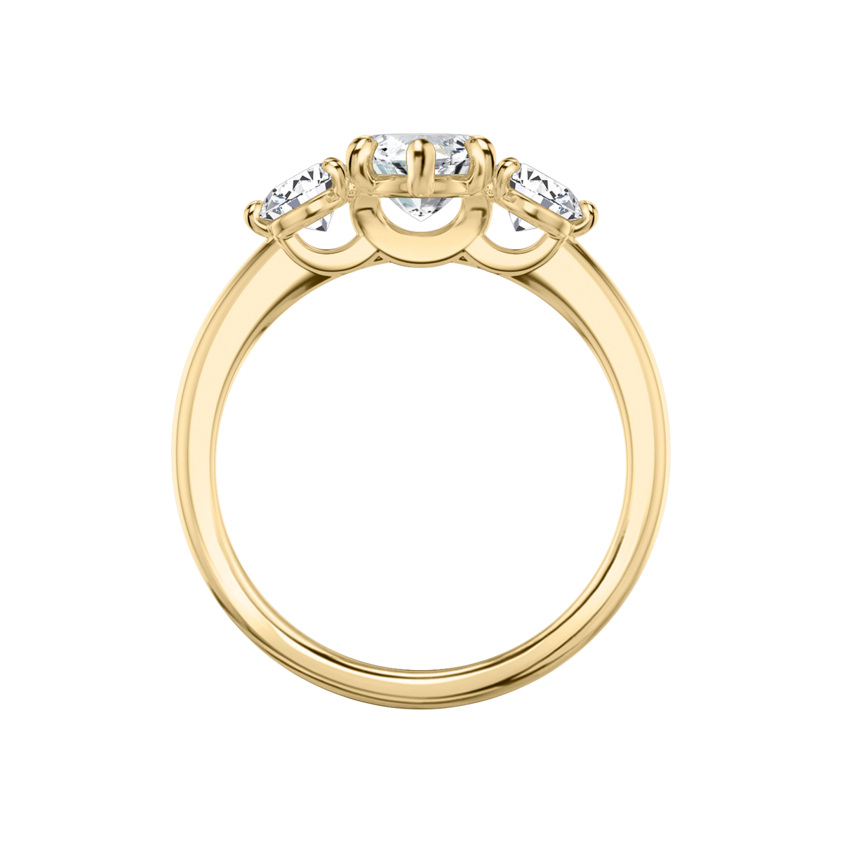 Verlobungsring TRILOGIE, Marquise Gelbgold Lab-Grown-Diamant, Seitensteine Rund – Ansicht 3 | NÓIR Diamonds