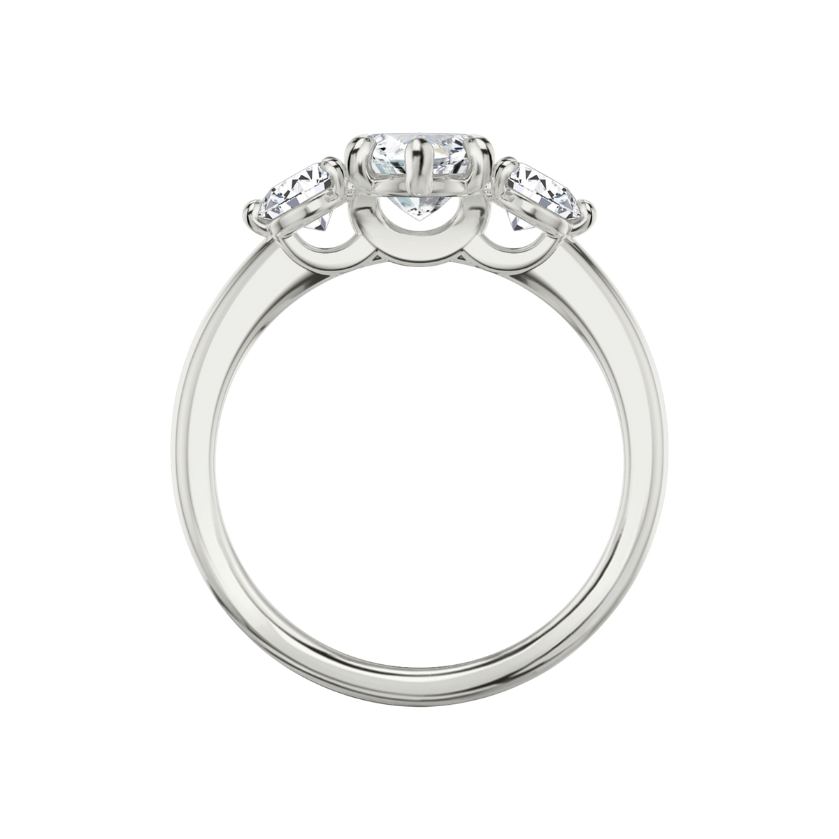 Verlobungsring TRILOGIE, Marquise Platin Lab-Grown-Diamant, Seitensteine Rund – Ansicht 3 | NÓIR Diamonds