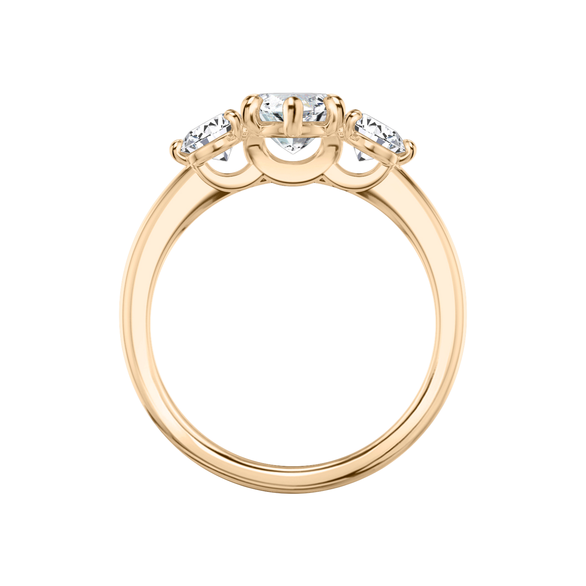 Verlobungsring TRILOGIE, Marquise Rosegold Lab-Grown-Diamant, Seitensteine Rund – Ansicht 3 | NÓIR Diamonds