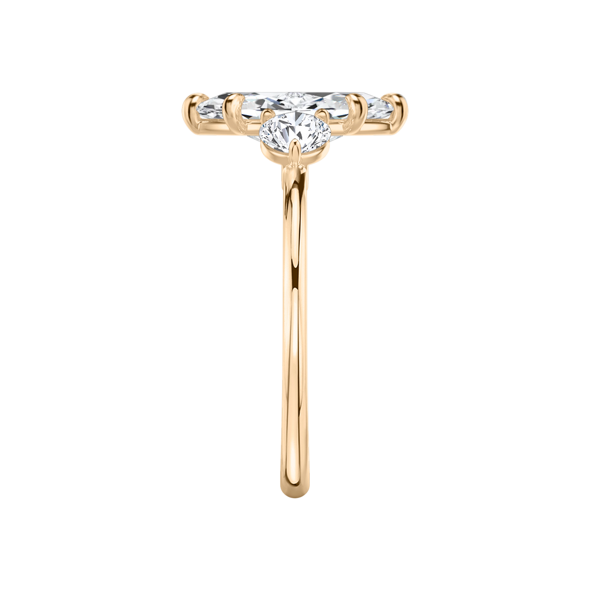 Verlobungsring TRILOGIE, Marquise Rosegold Lab-Grown-Diamant, Seitensteine Rund – Ansicht 4 | NÓIR Diamonds