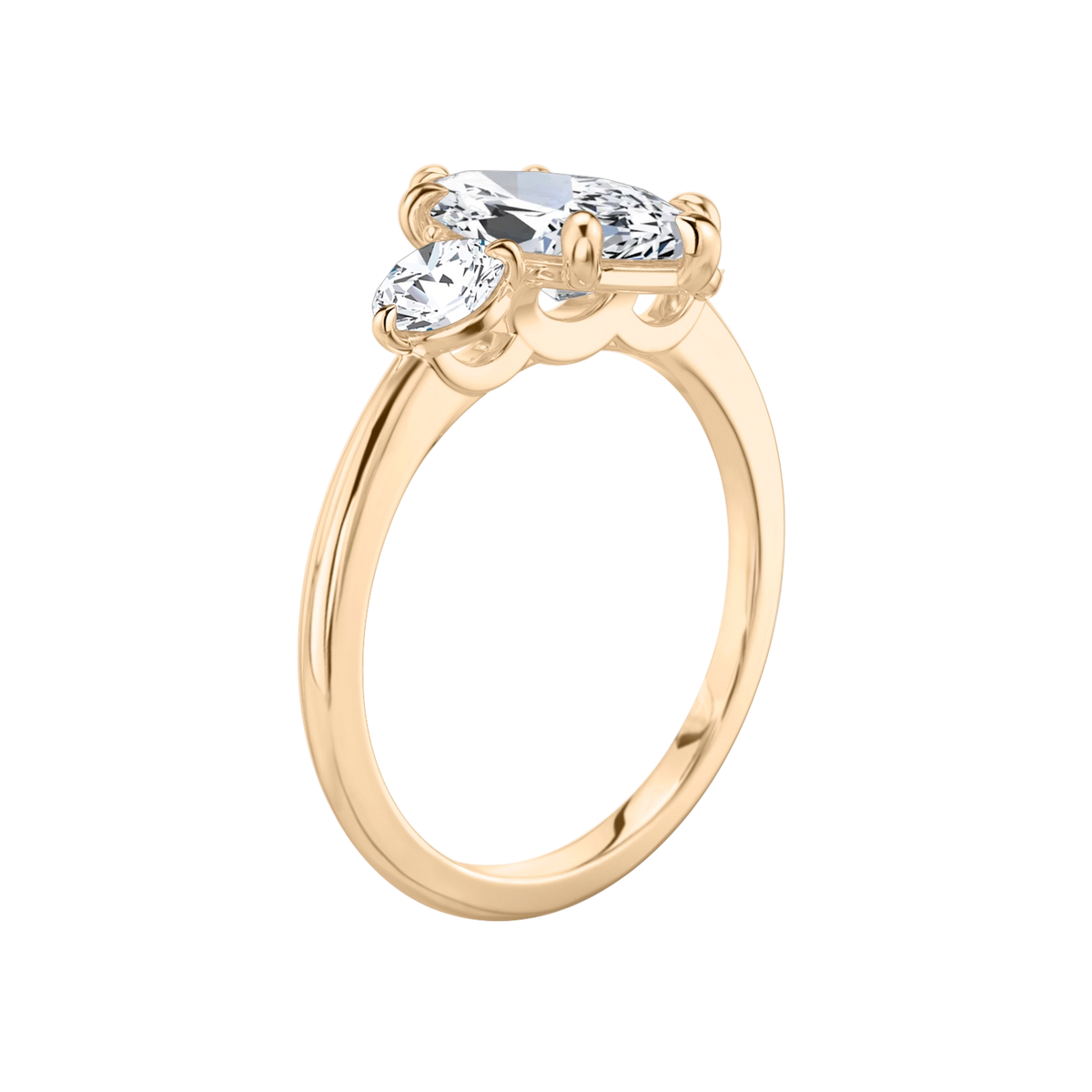 Verlobungsring TRILOGIE, Marquise Rosegold Lab-Grown-Diamant, Seitensteine Rund – Ansicht 2 | NÓIR Diamonds