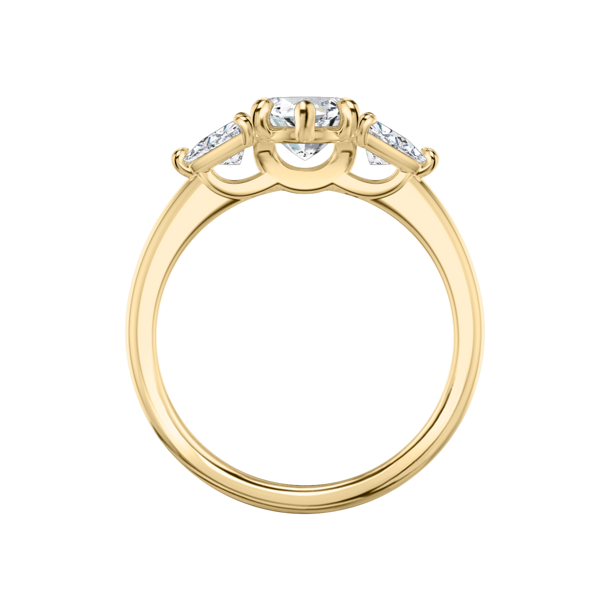 Verlobungsring TRILOGIE, Marquise Gelbgold Lab-Grown-Diamant, Seitensteine Trillant – Ansicht 3 | NÓIR Diamonds