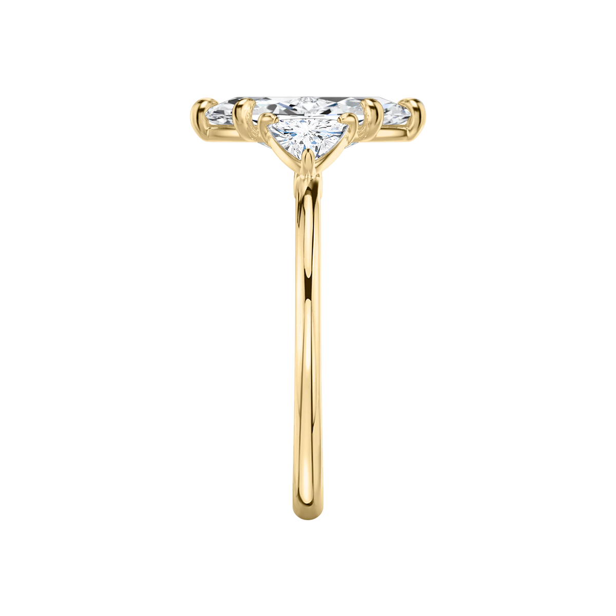 Verlobungsring TRILOGIE, Marquise Gelbgold Lab-Grown-Diamant, Seitensteine Trillant – Ansicht 4 | NÓIR Diamonds