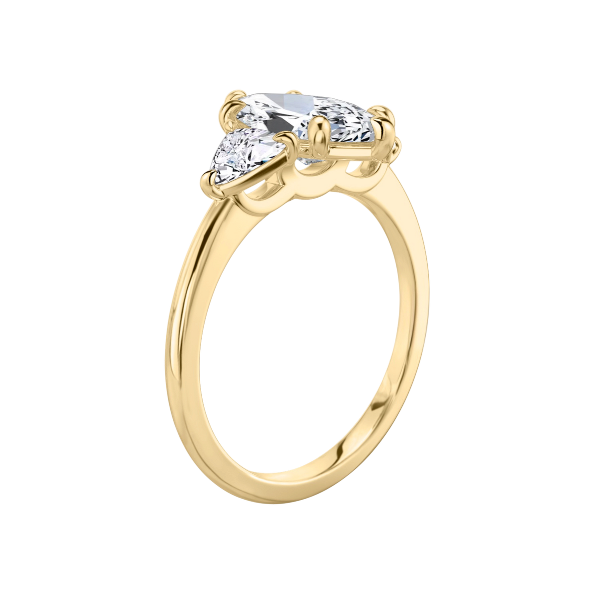 Verlobungsring TRILOGIE, Marquise Gelbgold Lab-Grown-Diamant, Seitensteine Trillant – Ansicht 2 | NÓIR Diamonds