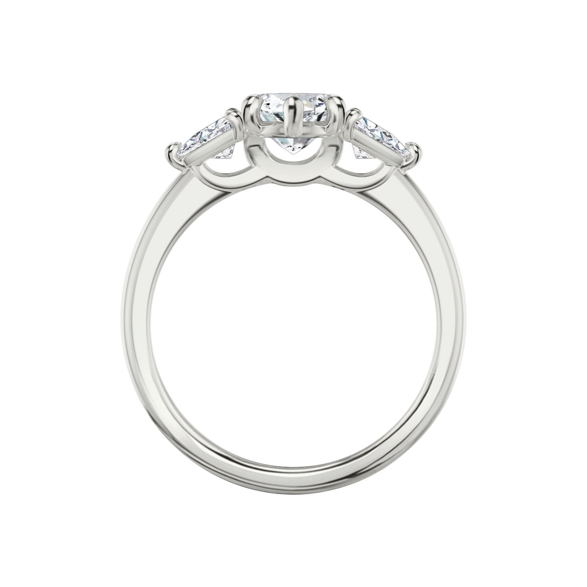 Verlobungsring TRILOGIE, Marquise Platin Lab-Grown-Diamant, Seitensteine Trillant – Ansicht 3 | NÓIR Diamonds
