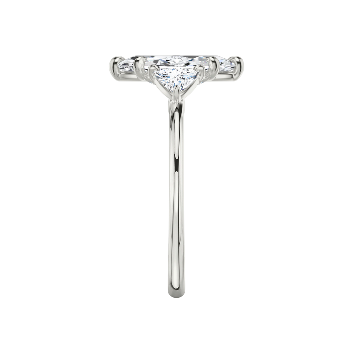 Verlobungsring TRILOGIE, Marquise Platin Lab-Grown-Diamant, Seitensteine Trillant – Ansicht 4 | NÓIR Diamonds