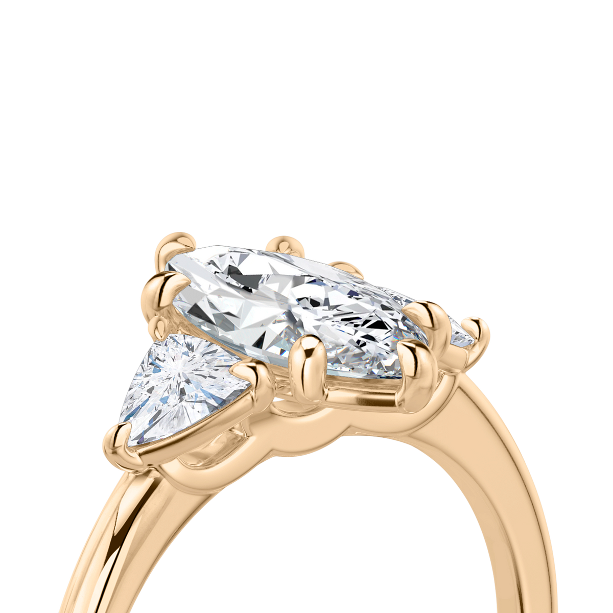 Verlobungsring TRILOGIE, Marquise Rosegold natürliche Diamanten, Seitensteine Trillant – Ansicht 5 | NÓIR Diamonds
