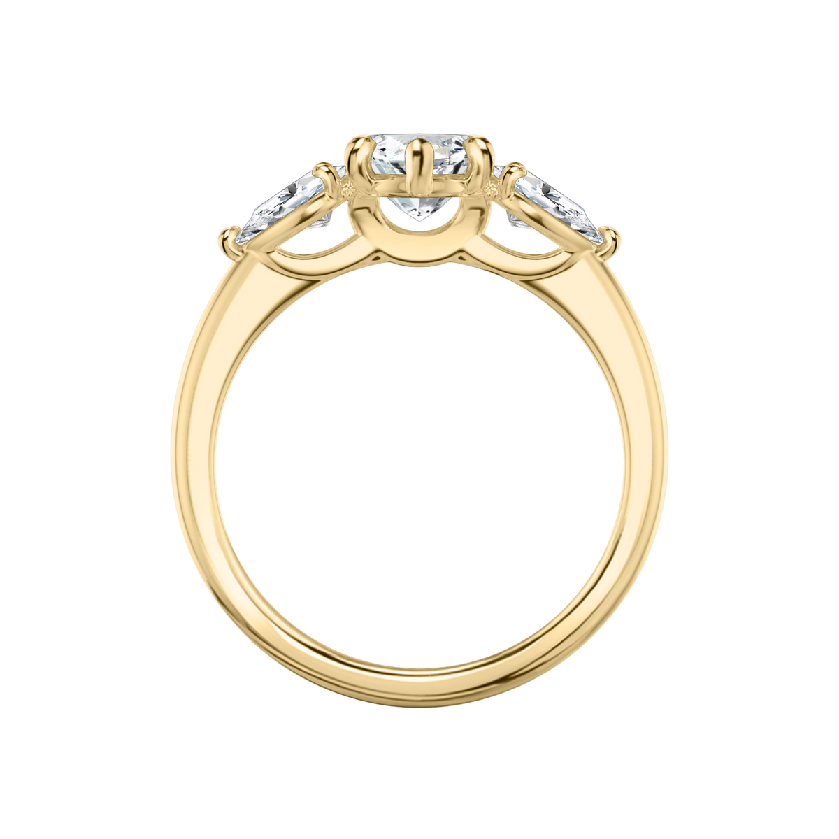 Verlobungsring TRILOGIE, Marquise Gelbgold Lab-Grown-Diamant, Seitensteine Tropfen – Ansicht 3 | NÓIR Diamonds