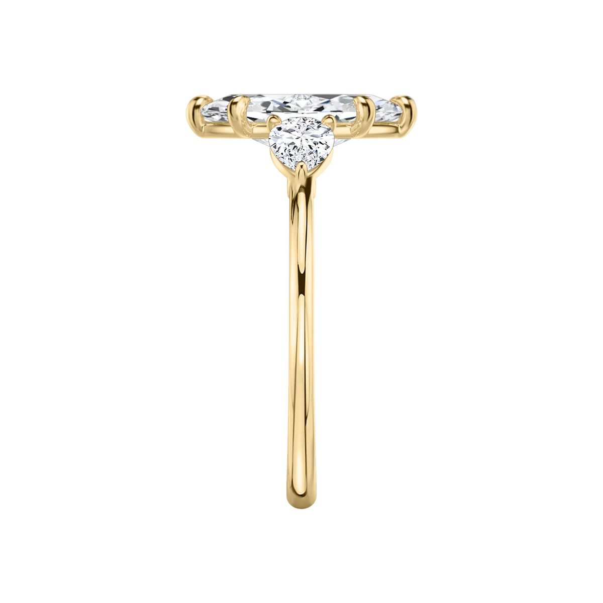 Verlobungsring TRILOGIE, Marquise Gelbgold Lab-Grown-Diamant, Seitensteine Tropfen – Ansicht 4 | NÓIR Diamonds