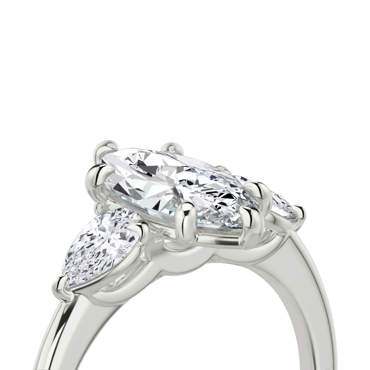 Verlobungsring TRILOGIE, Marquise Platin natürliche Diamanten, Seitensteine Tropfen – Ansicht 5 | NÓIR Diamonds