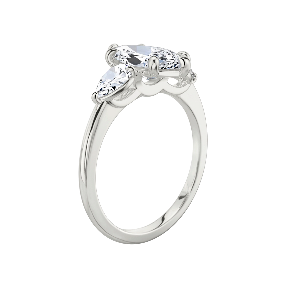 Verlobungsring TRILOGIE, Marquise Platin natürliche Diamanten, Seitensteine Tropfen – Ansicht 2 | NÓIR Diamonds