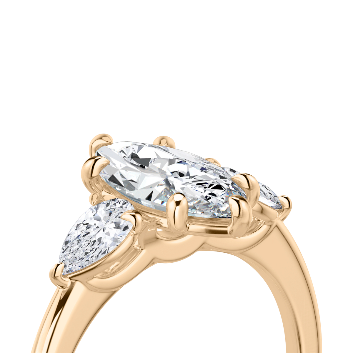 Verlobungsring TRILOGIE, Marquise Rosegold Lab-Grown-Diamant, Seitensteine Tropfen – Ansicht 5 | NÓIR Diamonds