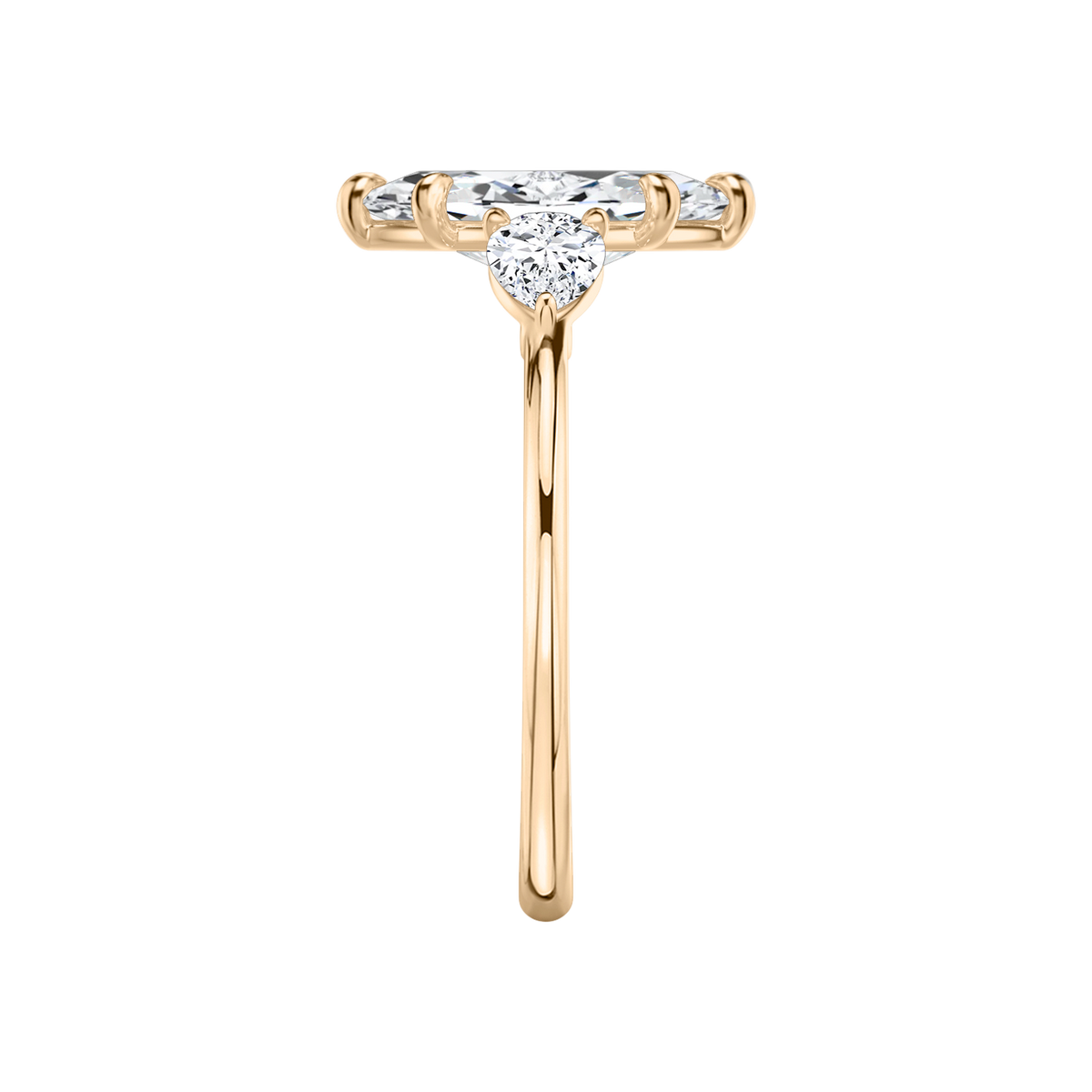 Verlobungsring TRILOGIE, Marquise Rosegold Lab-Grown-Diamant, Seitensteine Tropfen – Ansicht 4 | NÓIR Diamonds