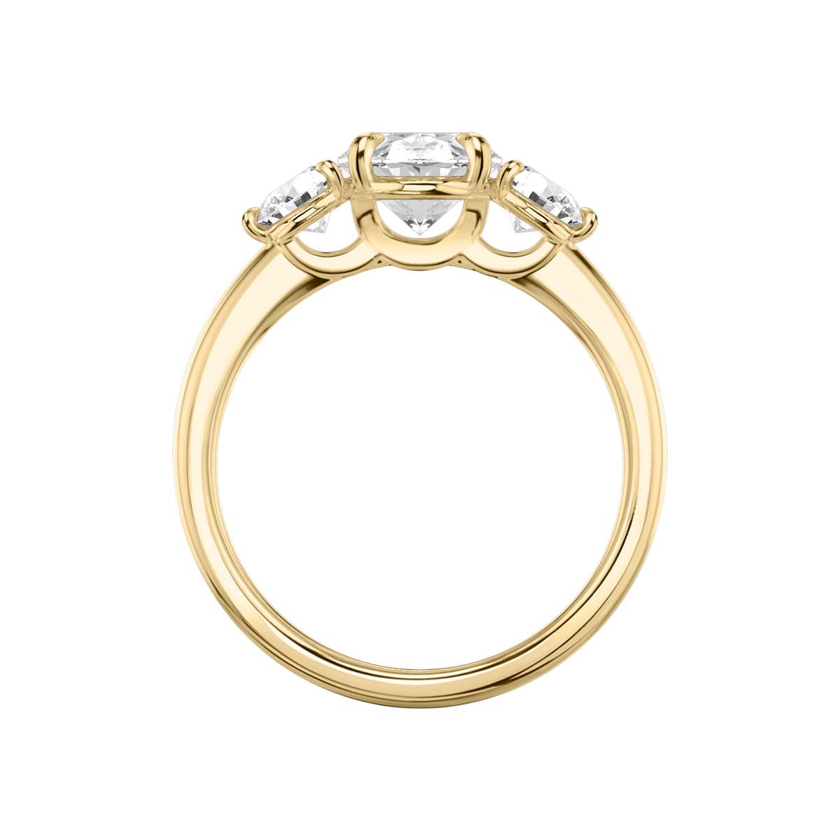 Verlobungsring TRILOGIE, Oval Gelbgold Lab-Grown-Diamant, Seitensteine Rund – Ansicht 3 | NÓIR Diamonds