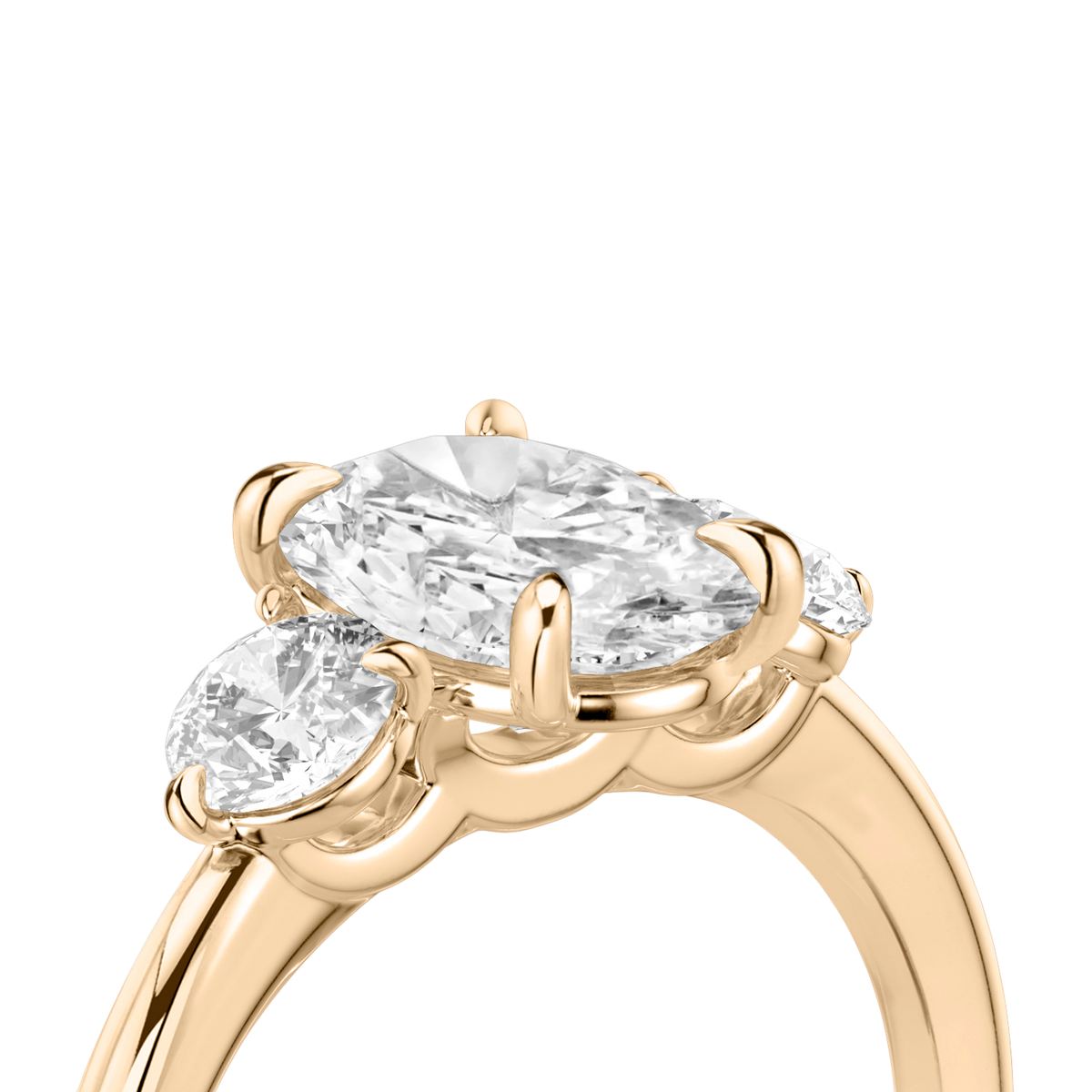 Verlobungsring TRILOGIE, Oval Rosegold Lab-Grown-Diamant, Seitensteine Rund – Ansicht 5 | NÓIR Diamonds