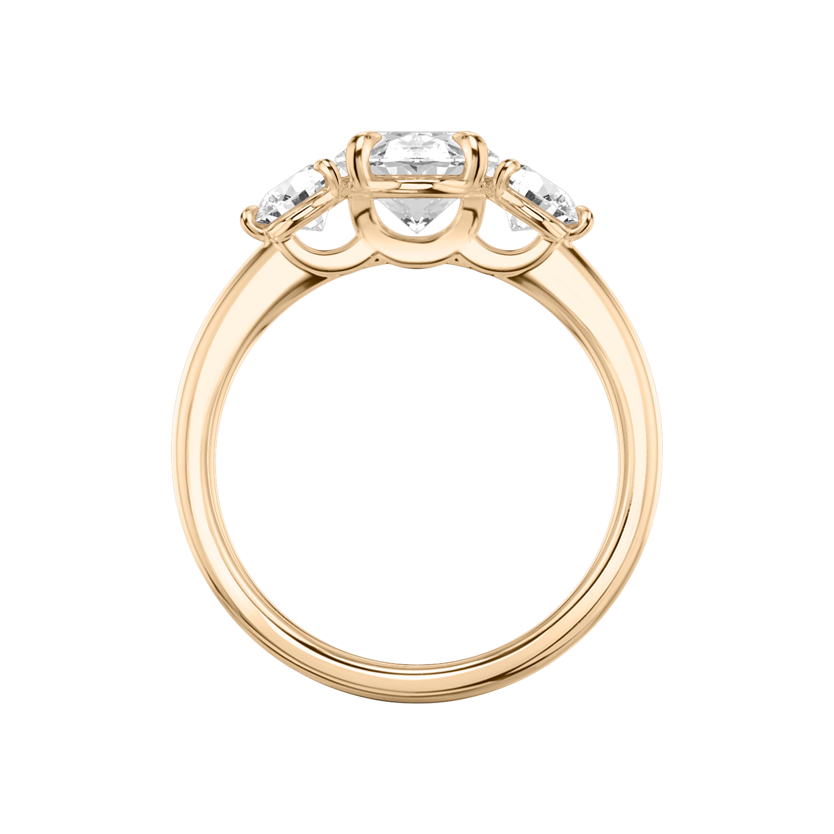 Verlobungsring TRILOGIE, Oval Rosegold Lab-Grown-Diamant, Seitensteine Rund – Ansicht 3 | NÓIR Diamonds