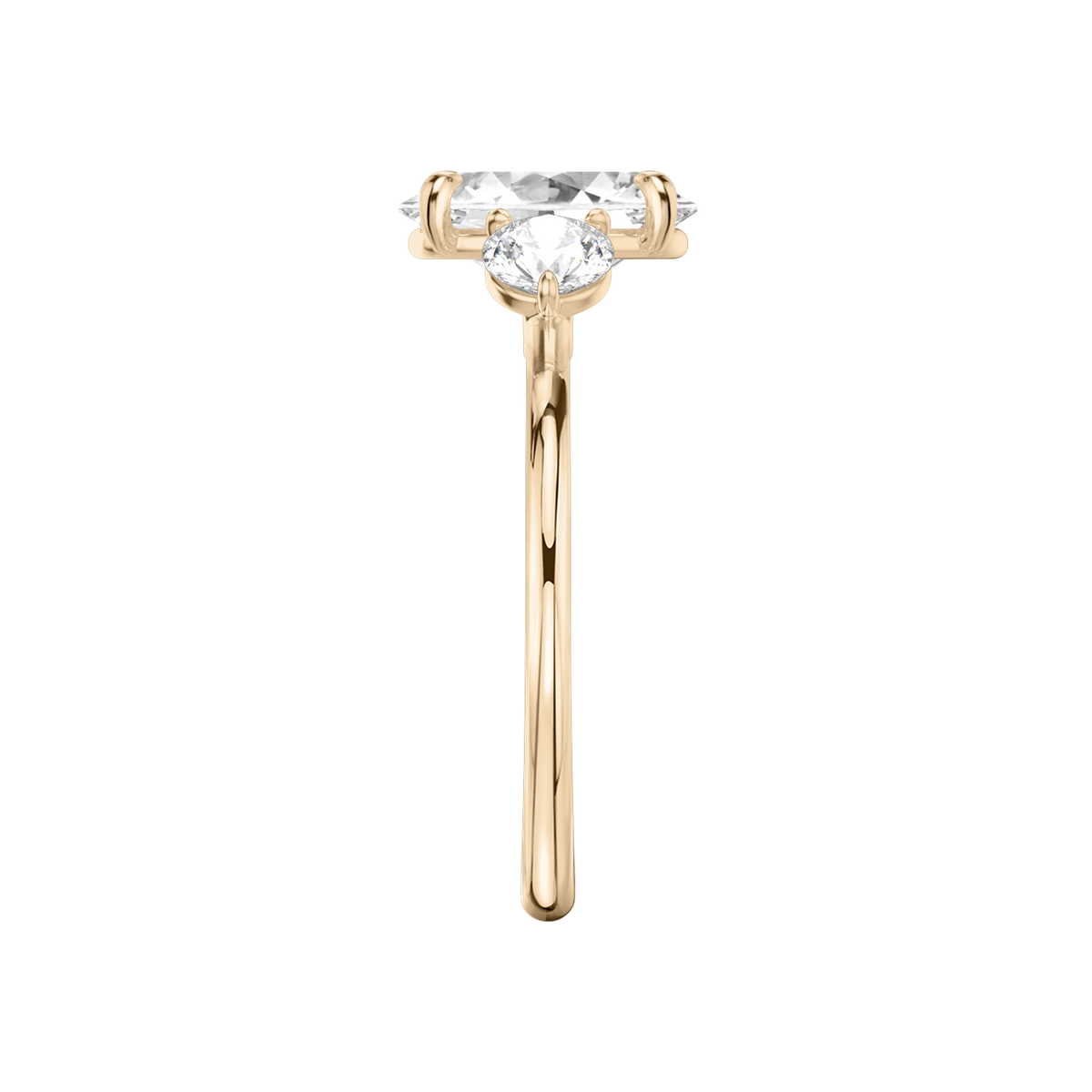 Verlobungsring TRILOGIE, Oval Rosegold Lab-Grown-Diamant, Seitensteine Rund – Ansicht 4 | NÓIR Diamonds