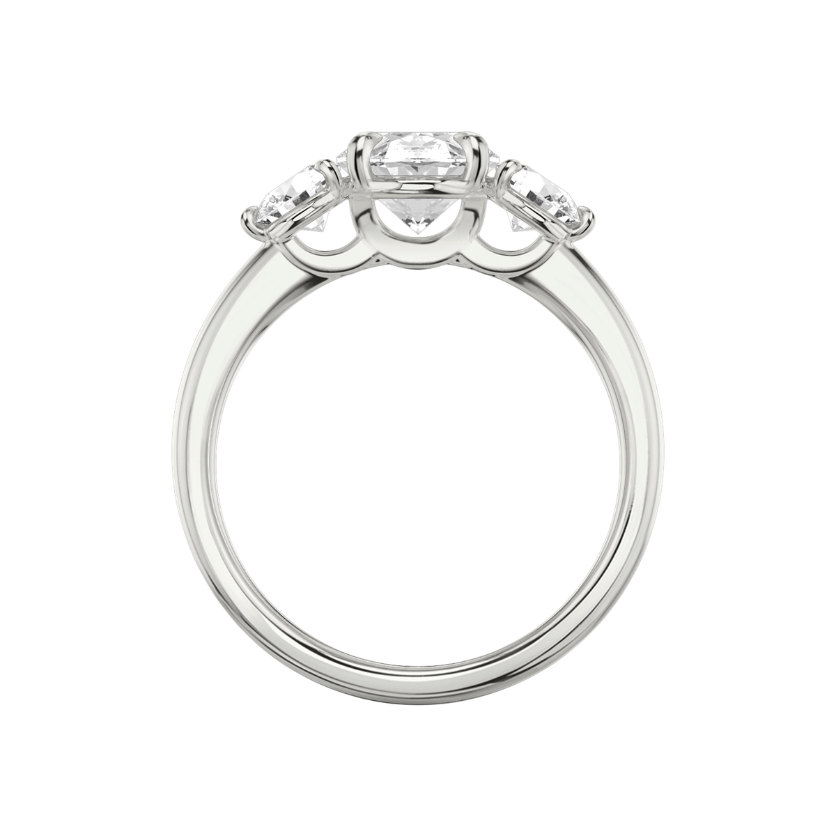 Verlobungsring TRILOGIE, Oval Weissgold Lab-Grown-Diamant, Seitensteine Rund – Ansicht 3 | NÓIR Diamonds