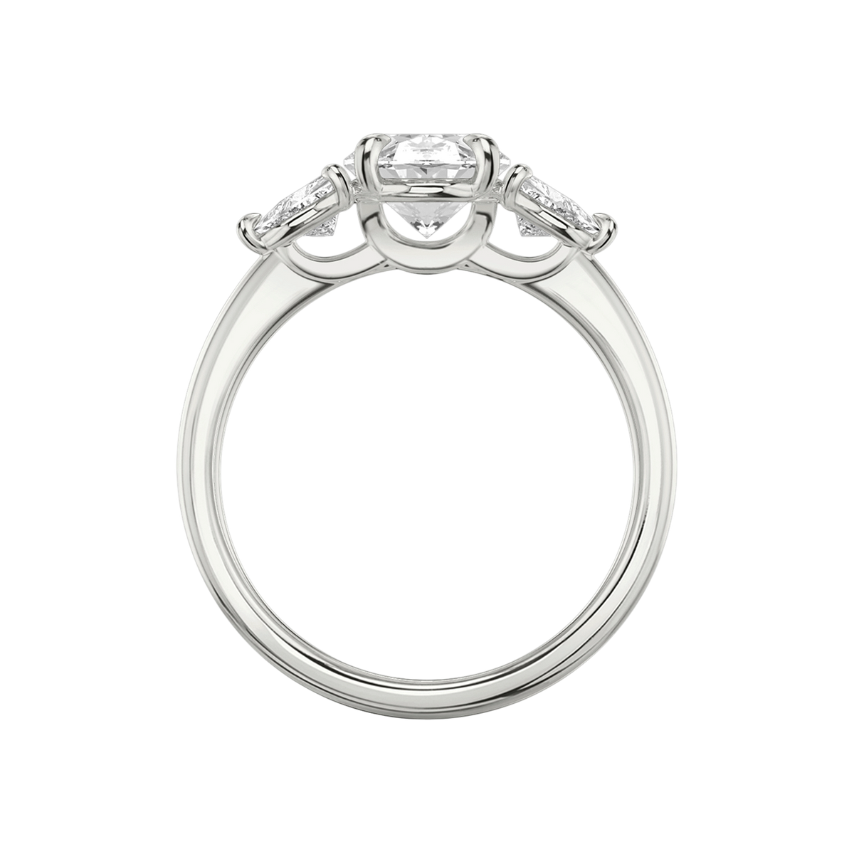 Verlobungsring TRILOGIE, Oval Platin Lab-Grown-Diamant, Seitensteine Trillant – Ansicht 3 | NÓIR Diamonds